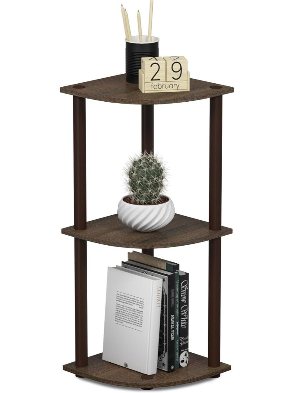 New TURN-N-TUBE Corner Shelf, 3-Tier Corner Bookshelf,